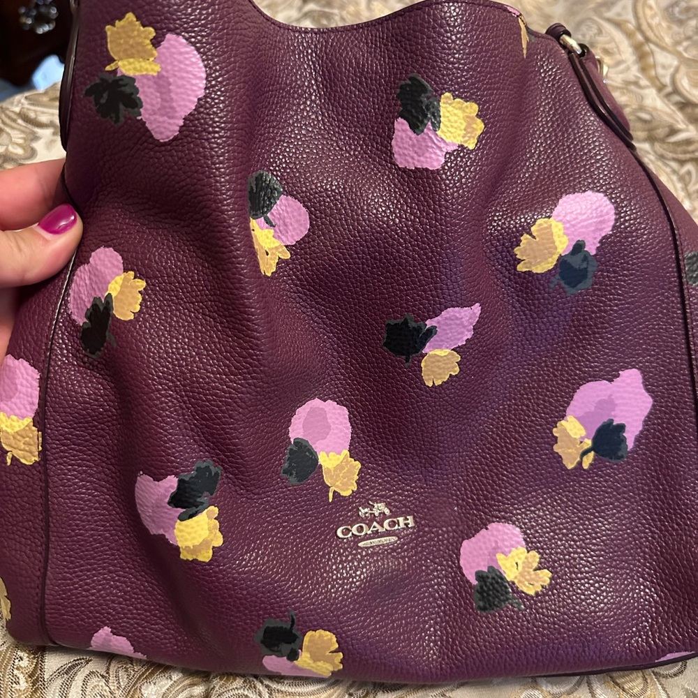 Coach Purple Floral Shoulder Bag